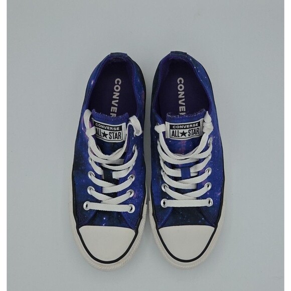 Converse All Star Low Top Satin Galaxy Womens  8 Purple Blue Sneaker (E3) - Picture 5 of 9